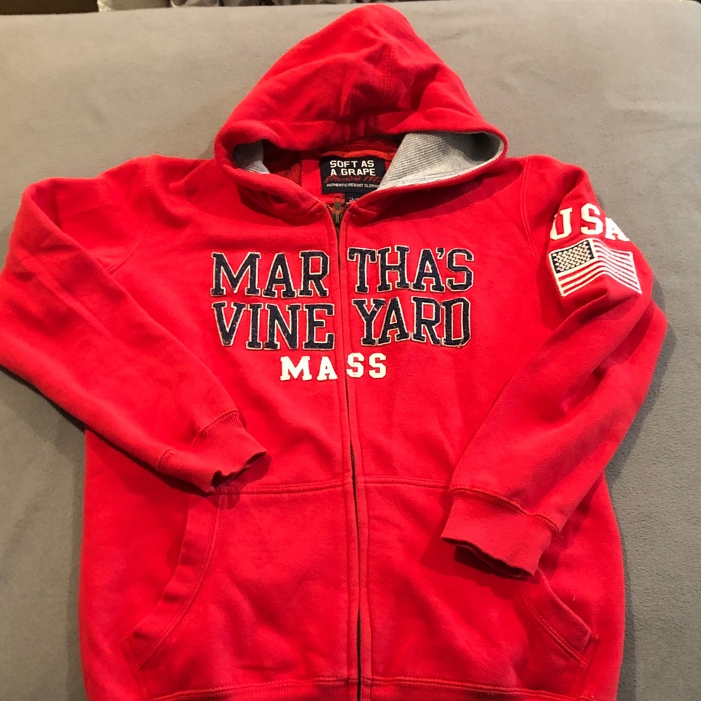 Martha’s Vineyard USA Embroidered Tattered Look Women’s Large Full Zip Hoodie